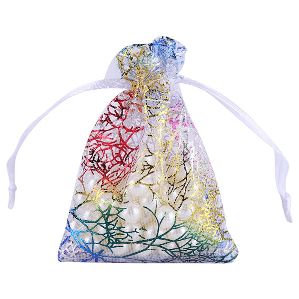 50 st Premium Korall Organza Bröllopsfest Favor Dekoration Present Godis Påsar (9*12cm)