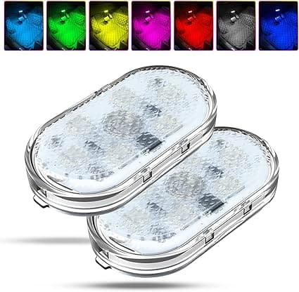 2 st RGB bilinteriörbelysning, touch-strömbrytare bilinteriörlampa, LED