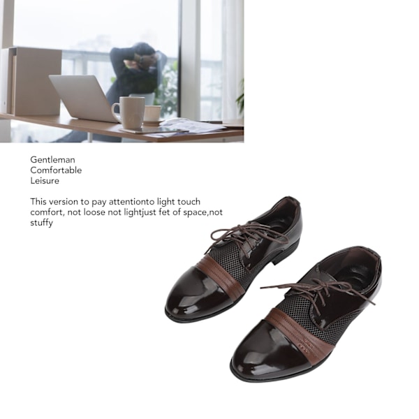 Formella Business-skor Snörning Fritid PU-läder Herr Casual Dress Skor för Vardagslivet Brun 44