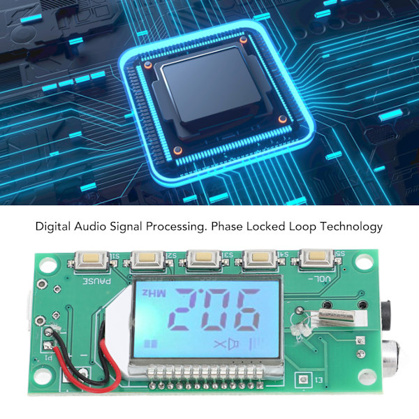 DSP PLL FM-senderkort Digital frekvensmodulasjonsmodul for stereo trådløs mikrofon DC3V‑5V 87‑108MHz