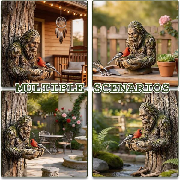23,5 cm Bigfoot fuglefoderhus harpiks ornament til haven