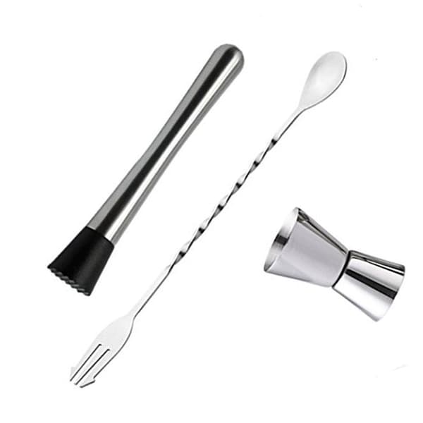 Mojito Muddler med rillet nylonhoved, holdbar muddlerstøder i rustfrit stål til knusning og blanding af ingredienser, ergonomisk design for komfort
