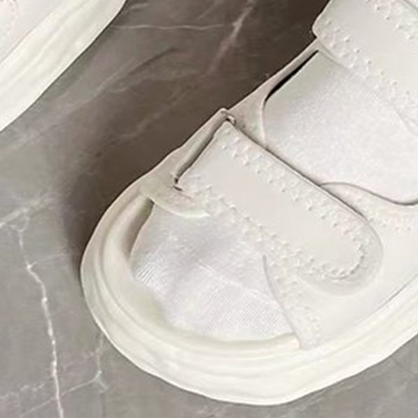 Åbne Tå Platform Sandaler PU Tyk Sål Anti-Skrid Sikkerhedslukning Kvinder Strand Sko til Sommer Beige 37