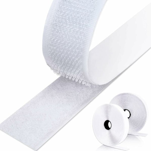 Kardborreband, Kraftig Nylon Icke-självhäftande Baksida, Perfekt För DIY-hantverk Och Syprojekt (Vit, 2 cm Bred X 8 m Lång)