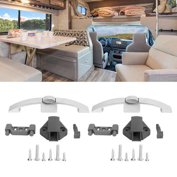 5 Sett Skapslåshåndtak Buet Trykknapp Trekkhåndtak Høy Styrke for Bobil Yacht Caravan