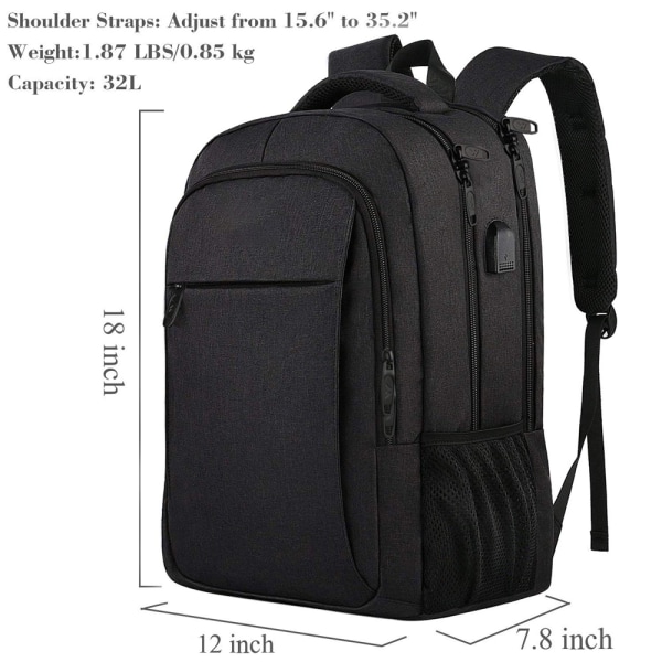 Överdimensionerad ryggsäck med laptopfack passar 18" noteb