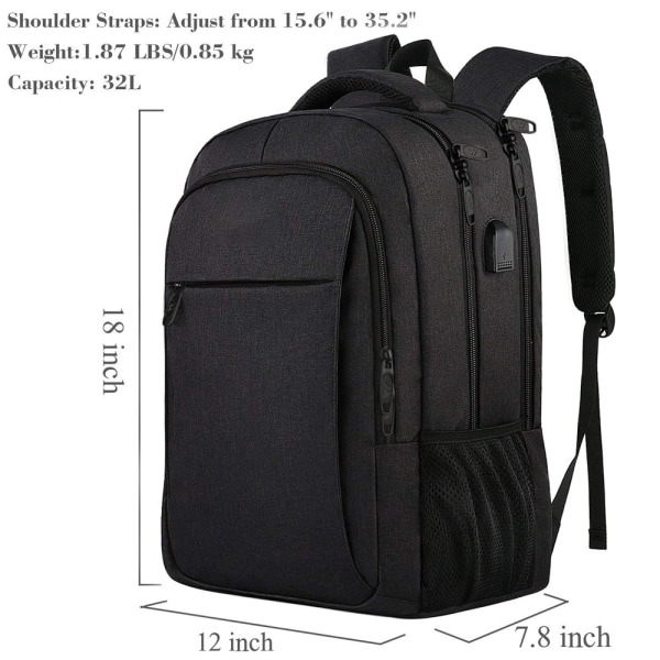 Överdimensionerad ryggsäck med laptopfack passar 18 \"noteb