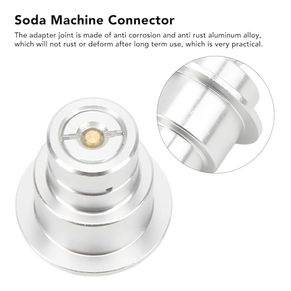 CO2-adapter i aluminiumlegering 0,3 tum snabbkoppling slitstark hög hårdhet sodamaskinanslutning silver