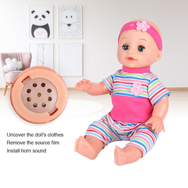 Baby Doll Toy Highly Simulation Children Educational Pretend Play Doll Toy with Sound EffectSY004-10 Pink