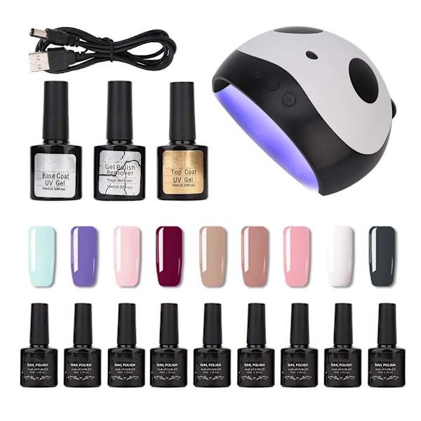 UV-gellackset med baslack, topplack, remover och manikyrset med 36W LED-nagellampa (Typ 01)