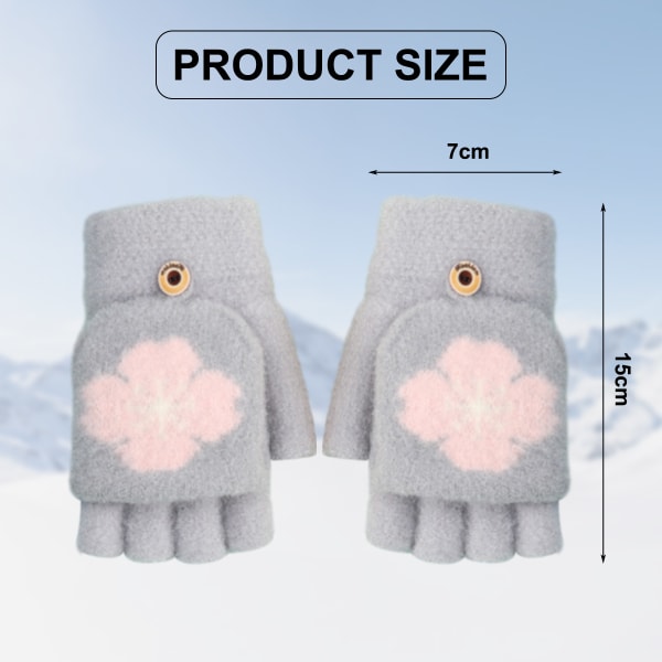 2pcs Snowflake Women's Half Finger Gloves Winter Warm Outdoor