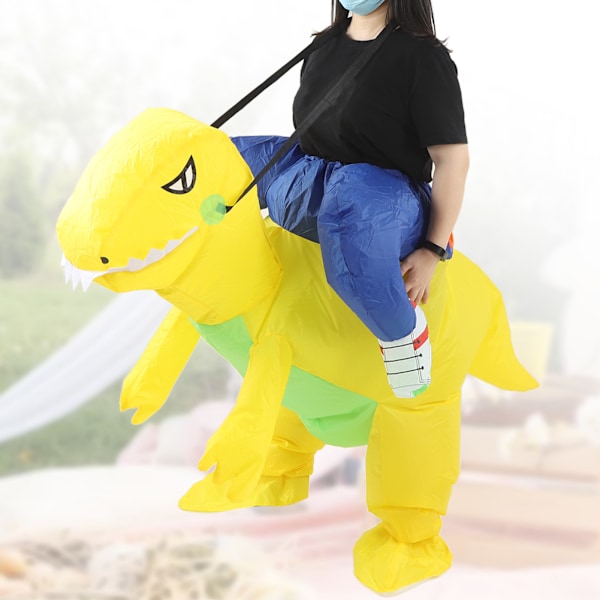 Gul Dinosaur Oppblåsbar Kostyme Halv Kropp Modell Merkelig Dinosaur Form Oppblåsbar Kostyme Voksne 150‑200cm