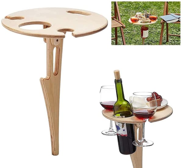 Bærbart Vin Piknikbord, Stilig og Funksjonell Design Kompletterer Utendørseventyr Med Solid Trekonstruksjon