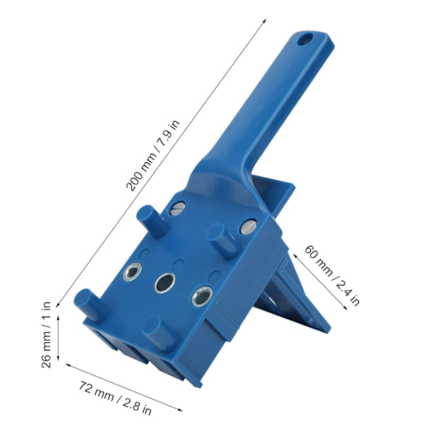 8 stk/sett Snekkerhull-lokaliseringsverktøy for boring, dowel-guide for snekring, blå