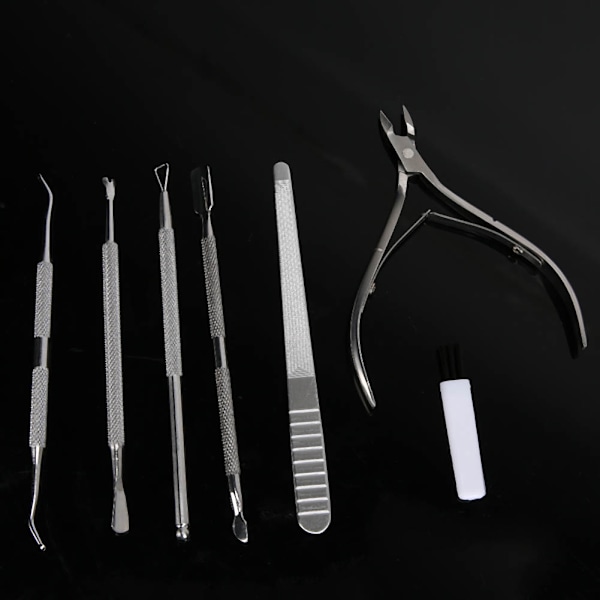 7 stk. Rustfrit Stål Negleklippere Sæt Cuticle Spoon Pusher Fork Død Hud Filer Neglepleje 7stk