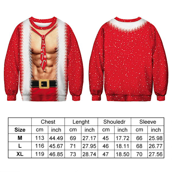 Ful Jultröja T-shirt för Män Kvinnor 3D Digitaltryck Rundhalsad Tröja Sweatshirts för Höst Vinter Julhelgsfest