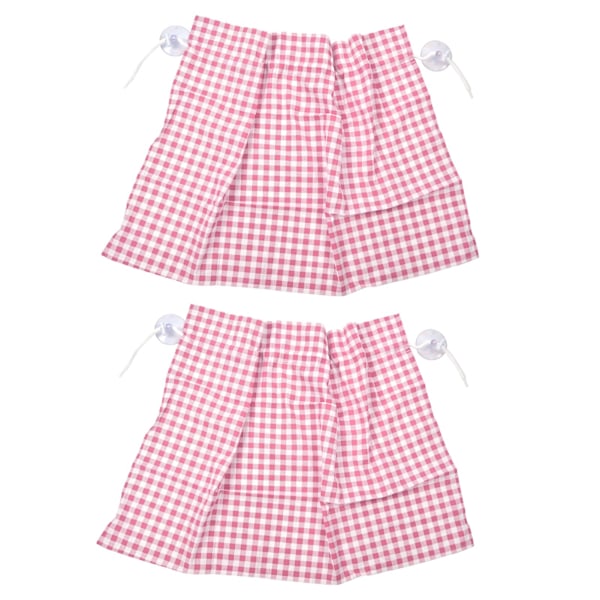 2 st Grid Design Anti Ultraviolet Bilgardin Sida Bilfönster Solskydd med Sugkopp Rosa Rutig