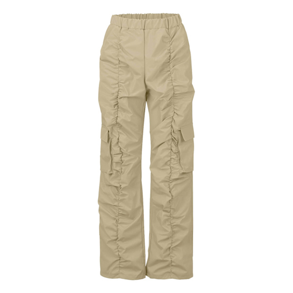 Dame Løse Arbejdsbukser Mode Casual Plisseret Design Dame Viddebenbukser med Store Lommer til Daglig Arbejde Udendørs Khaki L