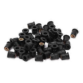 50 st Välmutter Gummi M6x0.8mm Modifiering för Motorcyklar ATVs Vindrutor Kaross