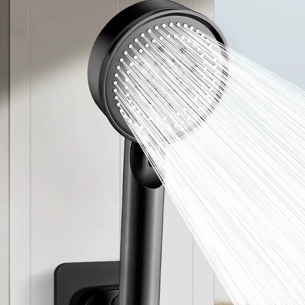Handhållet Duschmunstycke med 5 Sprayinställningar, Giftfri Svart Finish Ger en Elegant Touch till Ditt Badrum