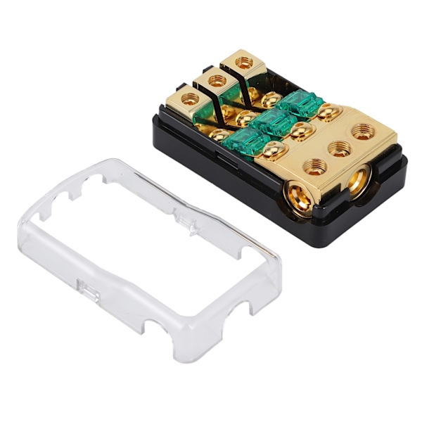 1 In 3 Vägs Ut 0/4 AWG till 4/8 AWG Ljudström Säkringshållare Box med 60A Mini Säkringar för Bilar Båtar