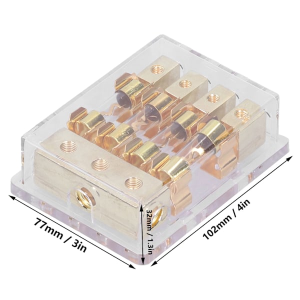 12V 60A Sikringsholderboks Fordelingsplade 1 Ind 4 Ud til Bil Yacht Stereo Lyd