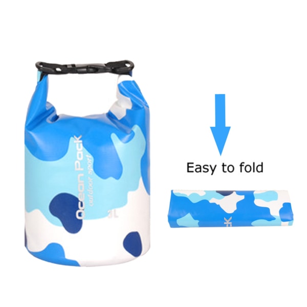 Kamouflageväska PVC vattentät hinkväska Vattentät väska Beach Blue 3L