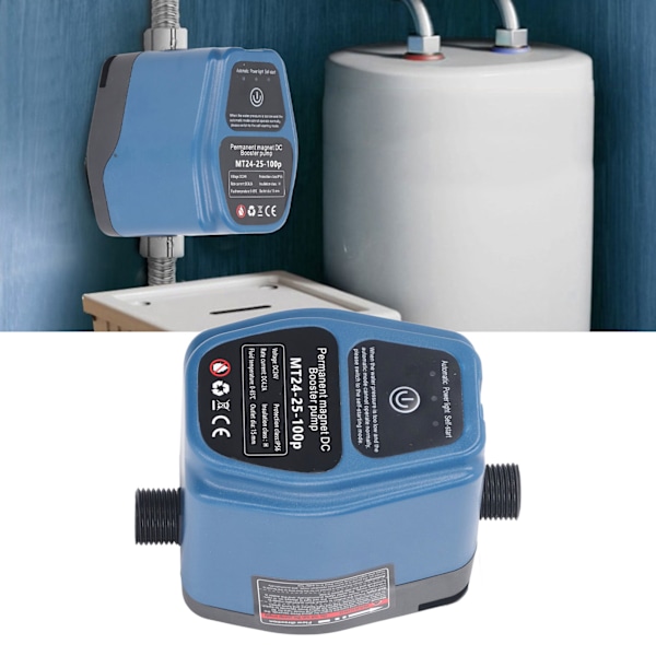 Vandtrykforstærkerpumpe 100W 24V 25L IP56 Intelligent Sensing Automatisk Bruserforstærkerpumpe 100‑240V EU-stik