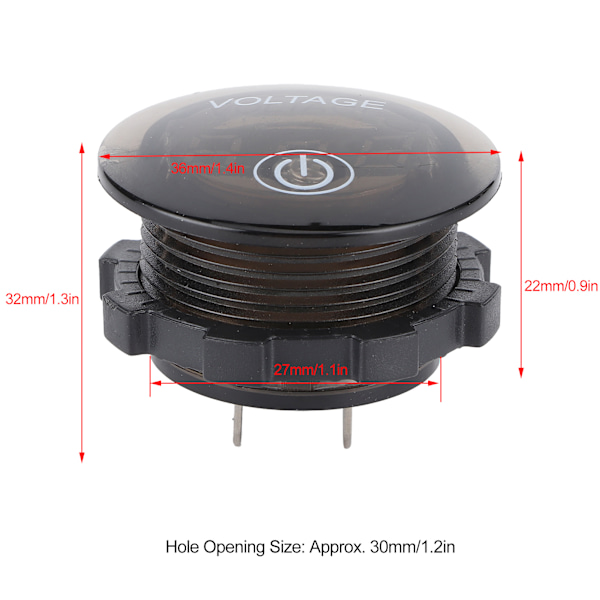 Universal LED DC Digital Voltmeter Spänningsmätare Bilbatteri Mätare 12‑24V Med Tryckknapp Blå