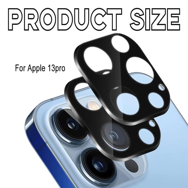 [2-Pack] Härdat Glas Linsskydd för iPhone 13 Pro Max - Svart