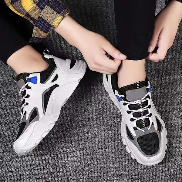 Mænds Sneakers Lave Løbesko Forår Trendy Koreansk Trend Kontrastfarve Sneakers Sort Blå 41