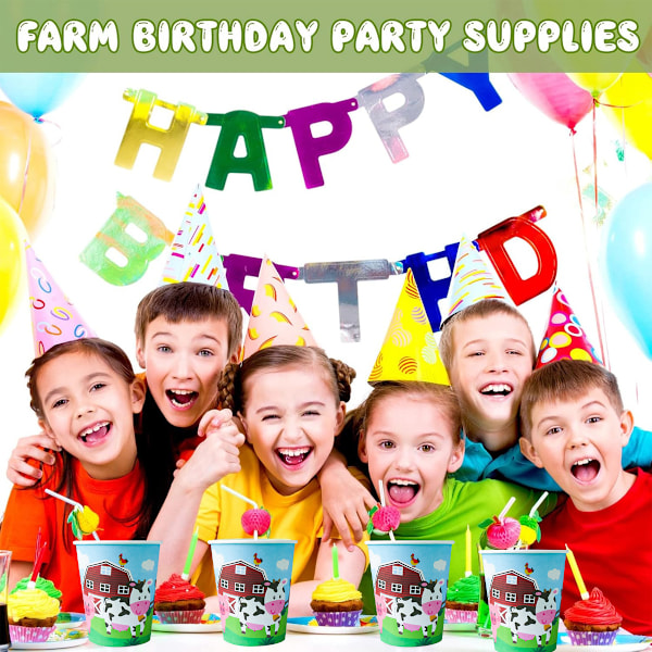 Gårdskufjøs Ranch Kylling Dyr Barnefødselsdag Borddekking Papirbrett Papirkopp Vev Dekorasjon Festartikler 10PCS