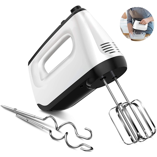 Professionell Elektrisk Handmixer, 400W Ultra Stark Kopparmotor, 6-Hastighetskontroll & Turbofunktion, Rostfria Tillbehör, Ergonomisk Design,
