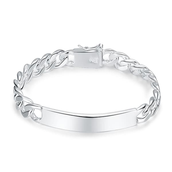 Armbånd til mænd i rustfrit stål med sølvstålplade