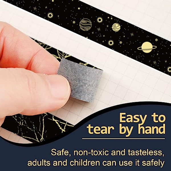 Hot Gold Hot Silver Washi Tape Set, Lättanvänd Maskeringstejp Utan Rester För Dekorativ Konst och Hantverk, Journaltillbehör Perfekt För Planerare Scrapbook,