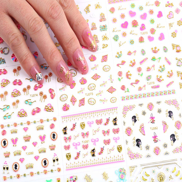 Stilfulla Nagelkonsttillbehör, Självhäftande För Snabba Och Enkla Designer, Guld Nageldesigner, Bred Användning, Säkra Material, DIY Nagelkonst, Idealisk För