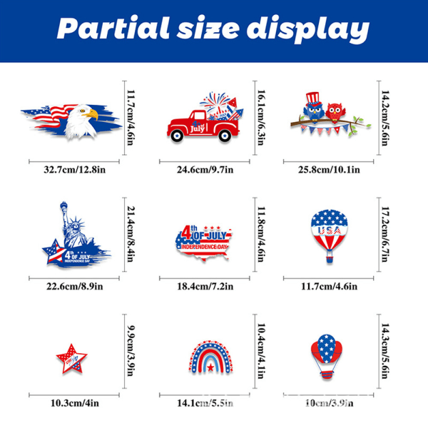 104 PCS 4th/Fourth of July Window Clings Decorations Patriotic