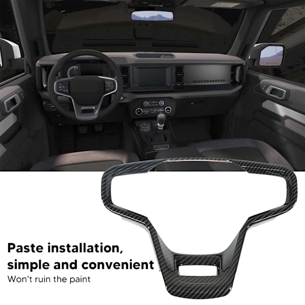 Rattstyrningstrimpanel Kolfiber Stil Interiör Rattpanel Skydd Ersättning för Ford Bronco 2021