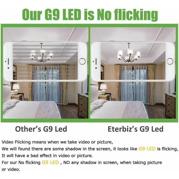 G9 LED-lampa, 5W Halogenersättning Dagsljus Vit, Energibesparande Miljövänlig Ej dimbar 360 Graders Belysning, 530LM AC220-240V,