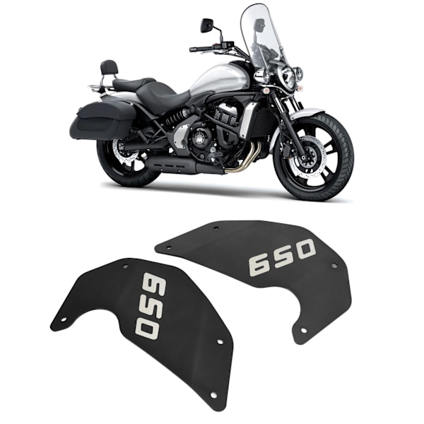 2 stk. Motorcykel Side Cover Ramme Panel Plade Udskiftning til Kawasaki Vulcan S 650 2015‑2021 Sort