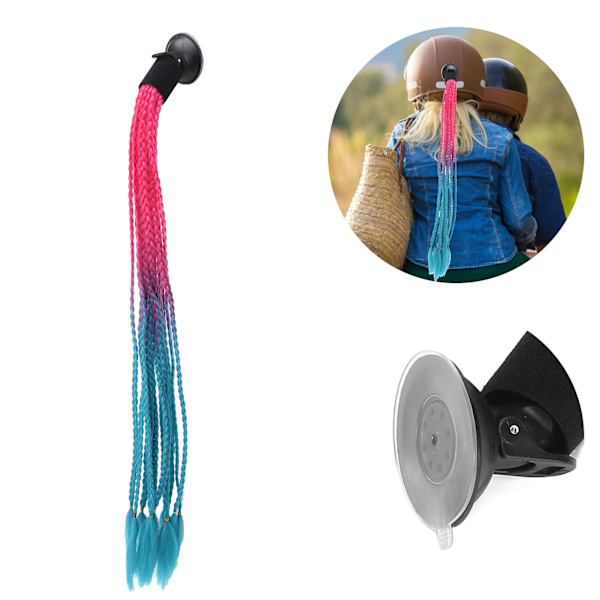 Hjelm Hestehale Dekoration Motorcykel Moderigtig Gradient Hjelm Dreadlocks Paryk Rose Rød Blå Sø
