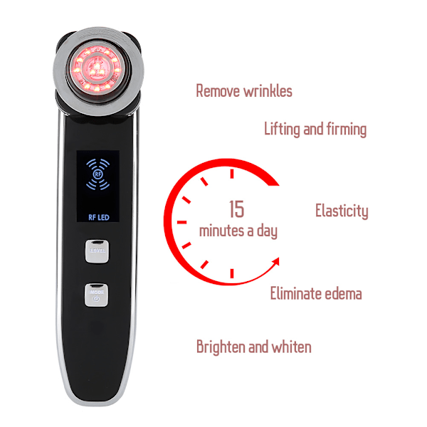 RF Hudföryngringsinstrument Ansiktsmaskin Fotonterapi Massager Hudvård EU-kontakt 100-240V