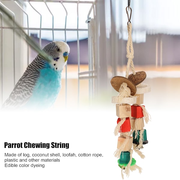 Parrot Tuggsnöre för att Slipa Näbb och Tänder - Fågelbur Bite Leksak för Fågelspel och Stressreducering L