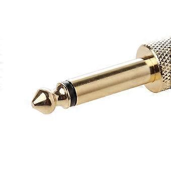 1/4\" 6,35 mm MONO Jack Hane Till Hane Kopplingsplugg Adapter För Gitarr Effekter Pedal Guld