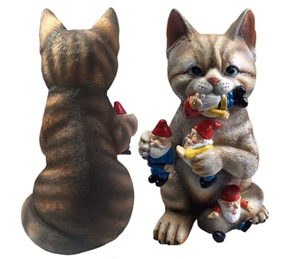 Rampete kattehagegnomstatuefigur - Beste kunstdekor for