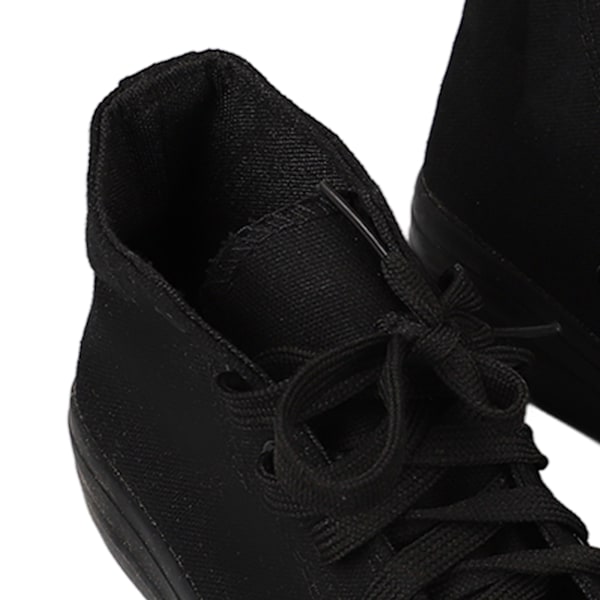 Canvas Skor Casual Snörning Helt Svarta Höga Canvas Walkingskor för Kvinnor Män Svart 38