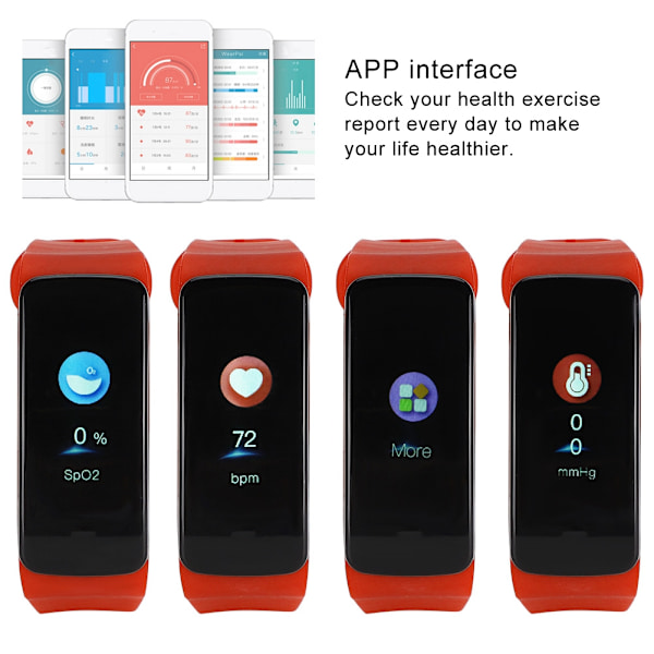 Hjertefrekvens Blodtryksmåler IP67 Vandafvisende Intelligent Ur Smart Armbånd (Orange)