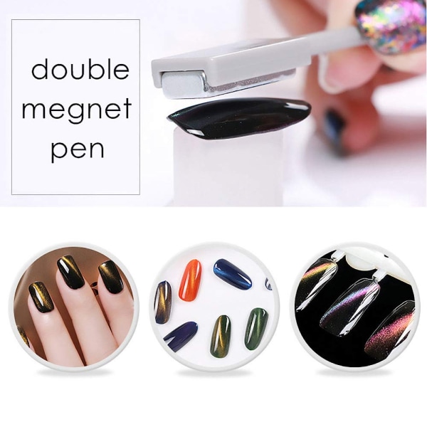 Cat Eye Magnet for Nails Dubbelhuvud Nail Magnetic Stick