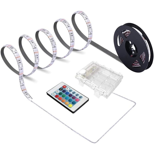 Dekorativa batteridrivna LED-strip-lampor, flexibel LED-strip med 24-knappars fjärrkontroll för DIY inomhus- och utomhusdekoration