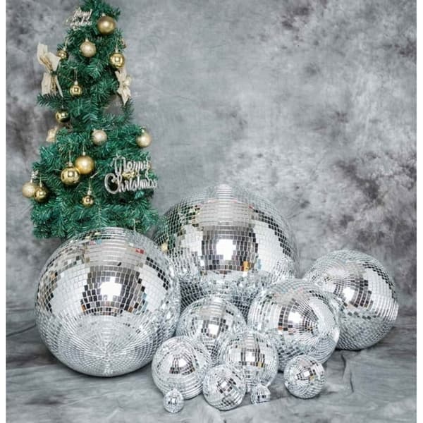2-pack - 12\" Silver Disco Spegel - Stor Disco med Hängande Ring